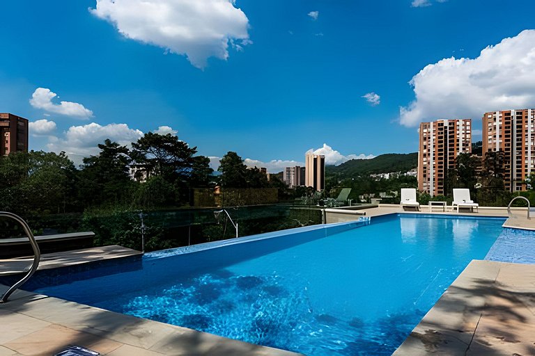Urbano701-Apt relajante con piscina, jacuzzi y gym