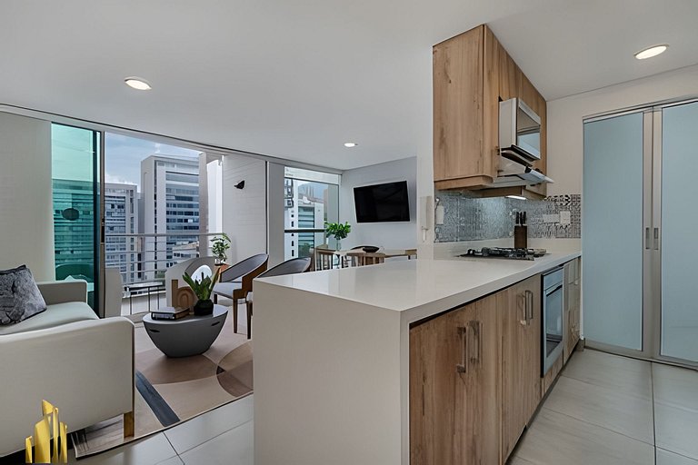 Torre 6 Sur - Trendy Loft: Balcony, AC / Poblado
